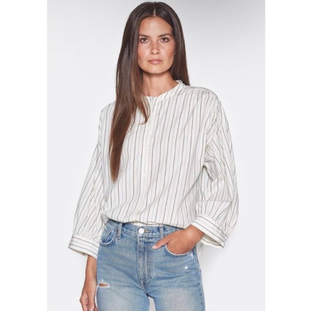 Joie Yoella Stripe Cotton Button Down Top size Small